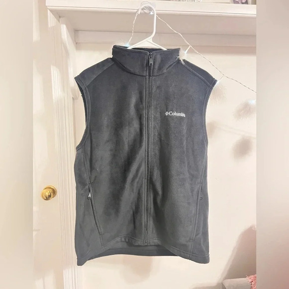 Columbia Charcoal Gray Fleece Zip Up Men’s Vest - Picture 1 of 9
